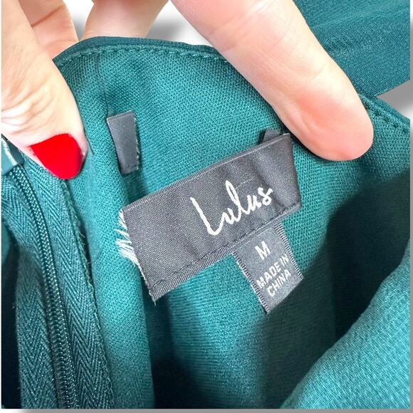 Lulus NWOT Radiant Charisma Emerald Chiffon Ruched Tie-Strap Maxi Dress Medium - Picture 9 of 10